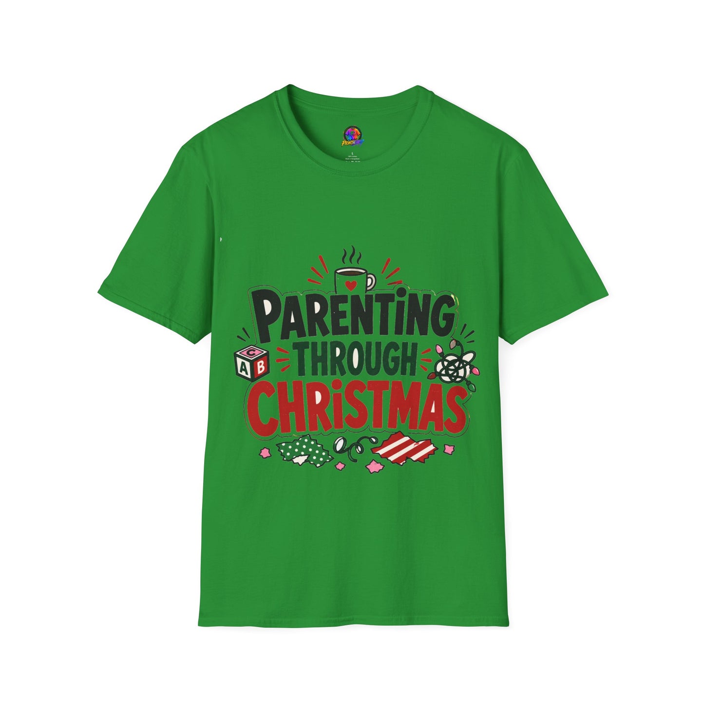 Parenting Through Christmas T-Shirt — Funny Holiday Mom Dad Tee
