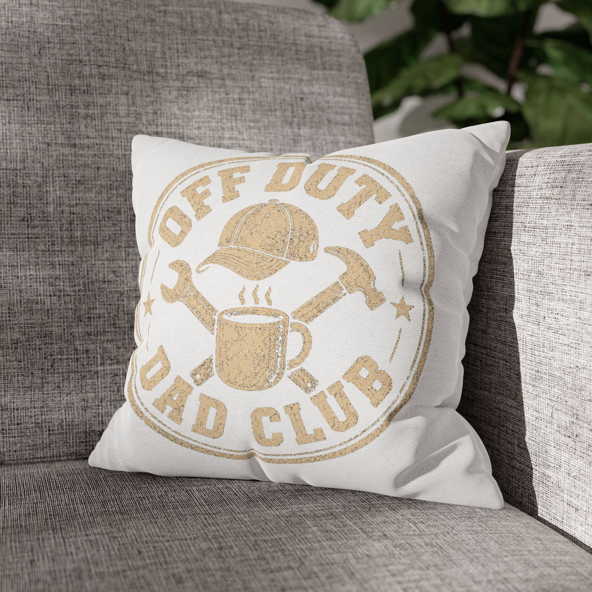 Off Duty Dad Club Pillowcase — Rustic Father's Day Decorative Throw Pillow Cover Milo Bailey Dog Dad Mom