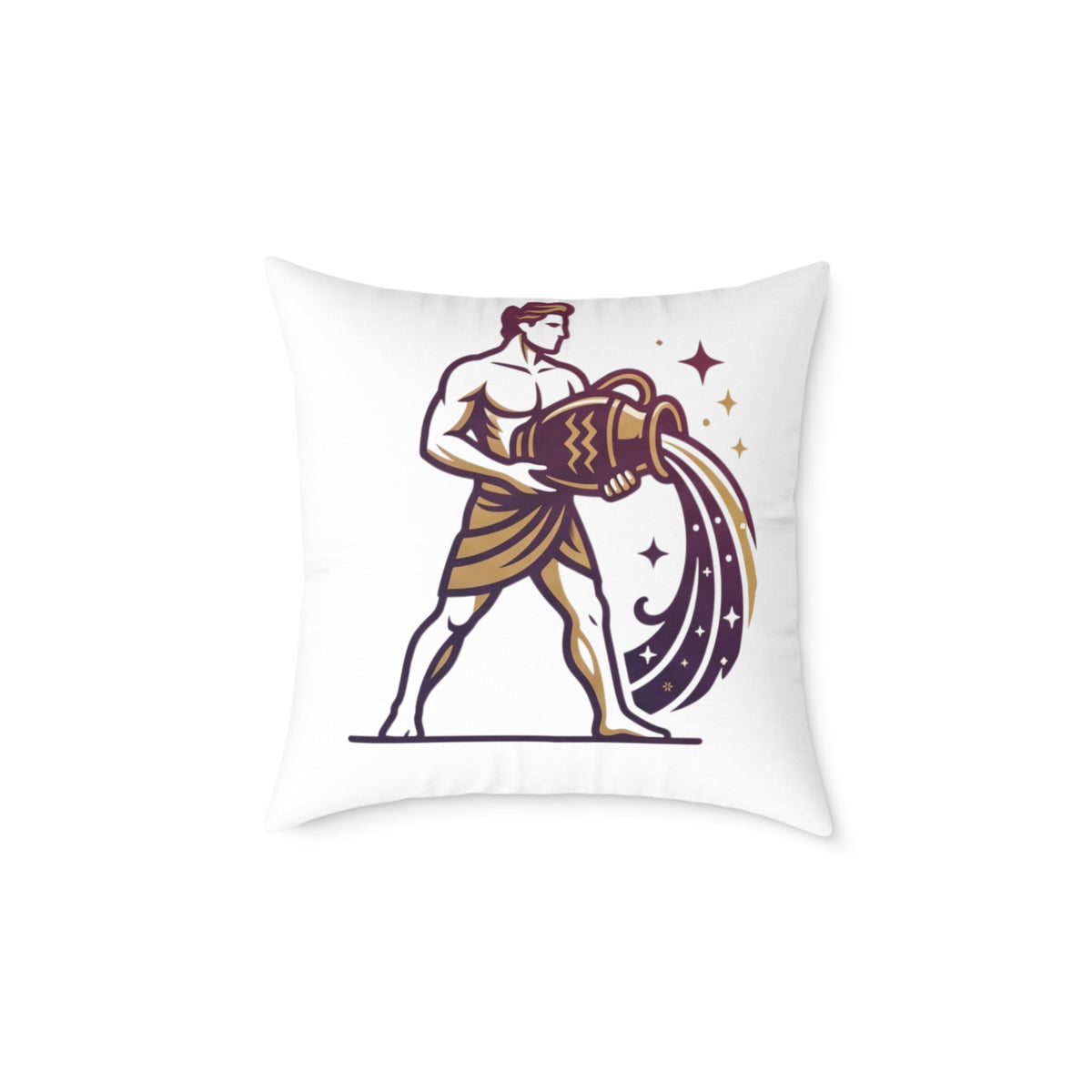 Aquarius Zodiac Pillow — Water Bearer Horoscope Accent Cushion