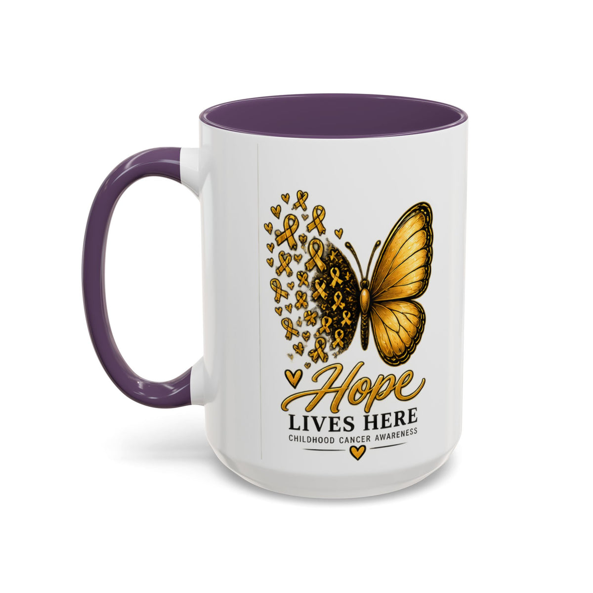 Hope Lives Here Childhood Cancer Awareness Accent Coffee Mug