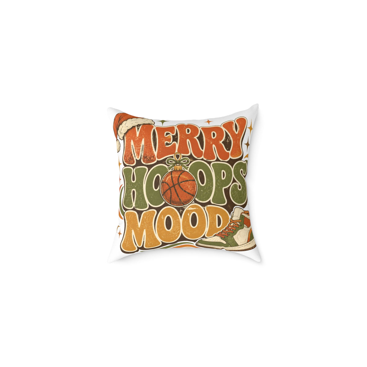 Merry Hoops Mood Modern Day Christmas Square Poly Canvas Pillow