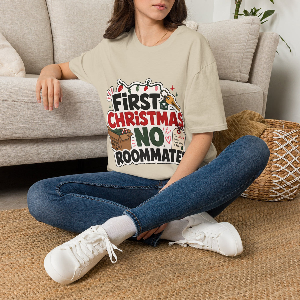 First Christmas No Roommates T-Shirt — Funny Holiday New Home Tee