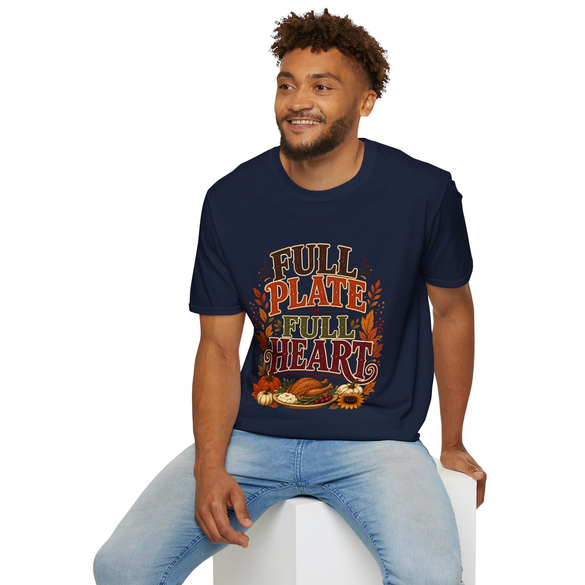 Thanksgiving T-Shirt - "Full Plate Full Heart" Fall Harvest Tee