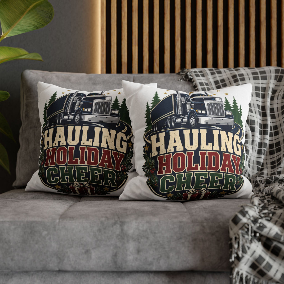 Hauling Holiday Cheer Truck Pillowcase Modern Day Christmas