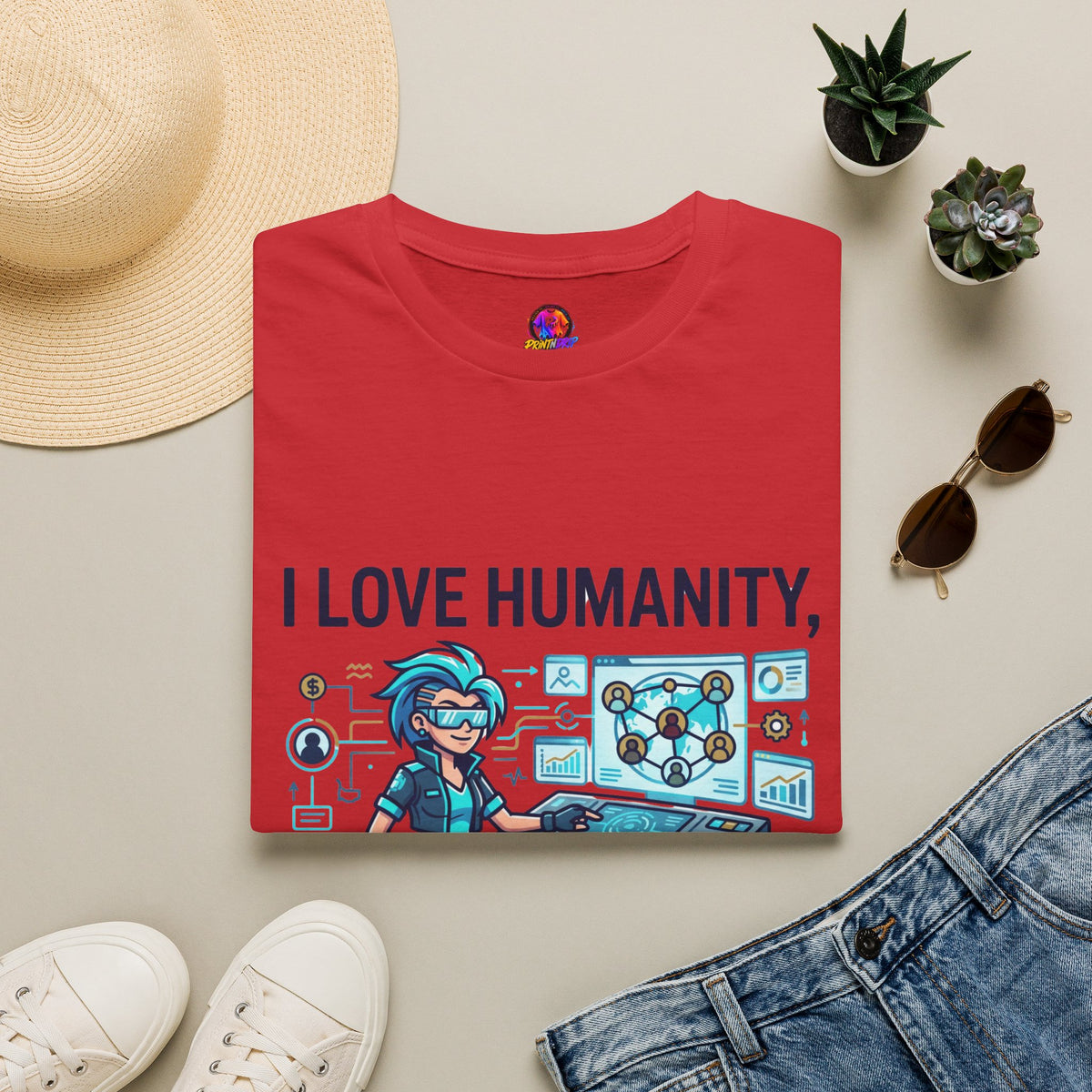 Aquarius Zodiac I Love Humanity T-Shirt — Funny Aquarist Marine Biologist Tee
