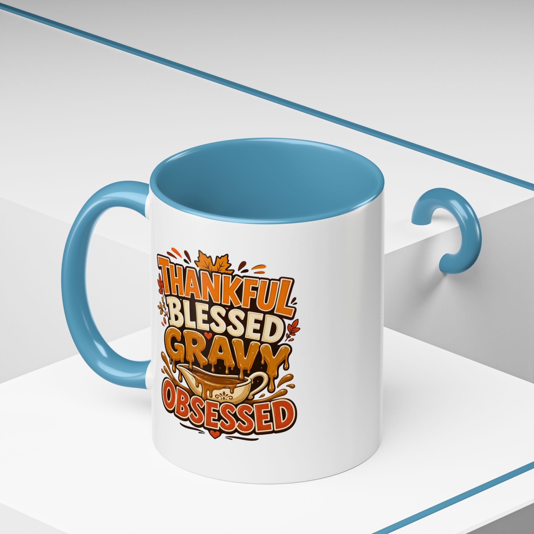 Thanksgiving Mug Coffee Mug — "Thankful Blessed Gravy Obsessed" Thanksgiving Accent Mug