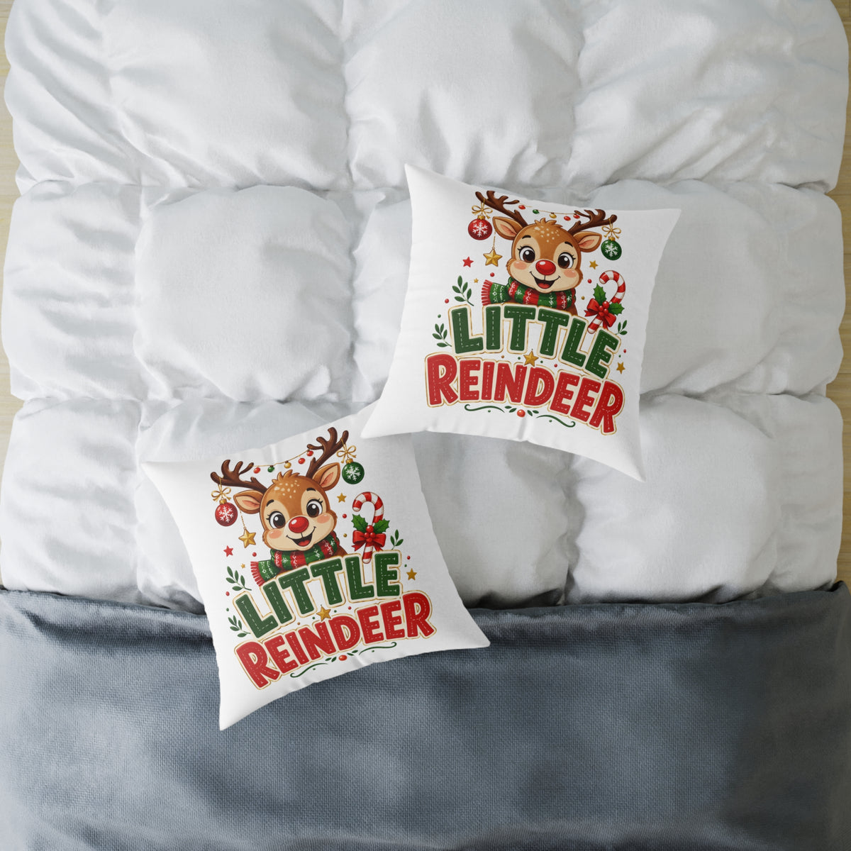 Little Reindeer Christmas Throw Pillow - Cute Kids Holiday Decor