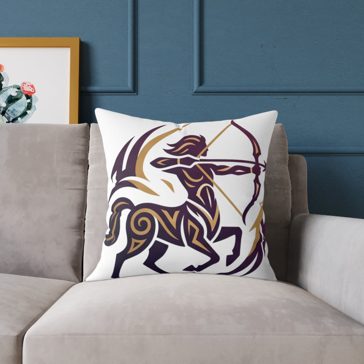 Sagittarius Zodiac Archer Square Poly Canvas Pillow