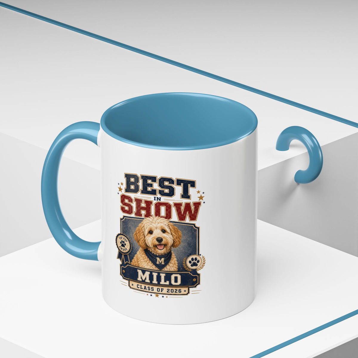 Milo Bailey Dog Dad Mom Best in Show Personalized Dog Photo Coffee Mug — Custom Name & Year
