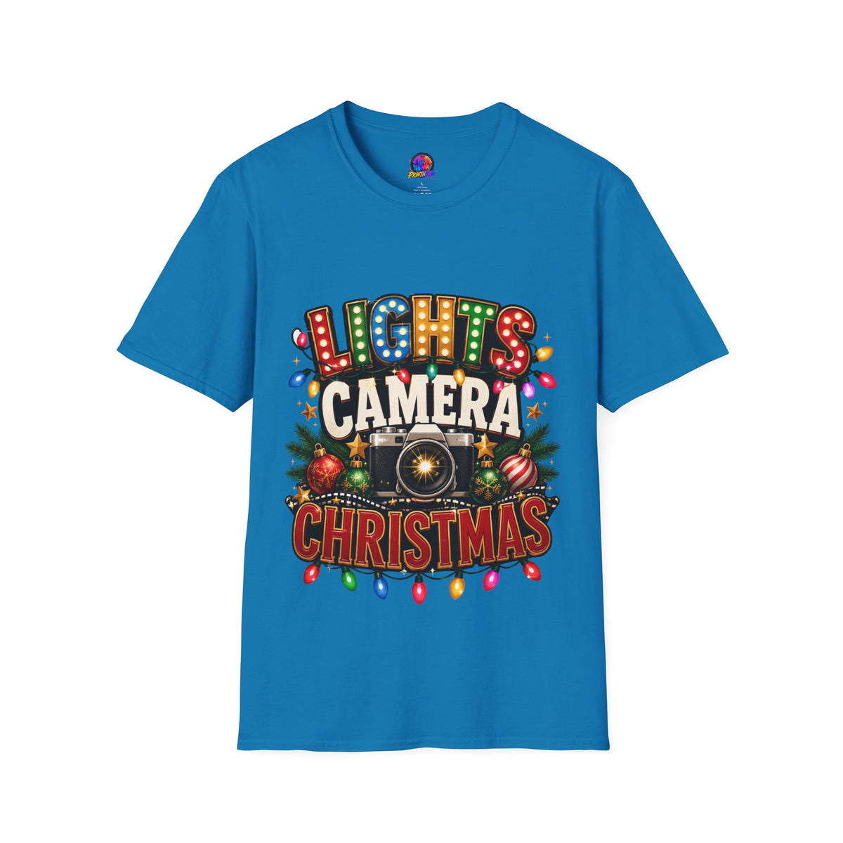 Lights Camera Christmas T-Shirt — Retro Marquee Holiday Tee