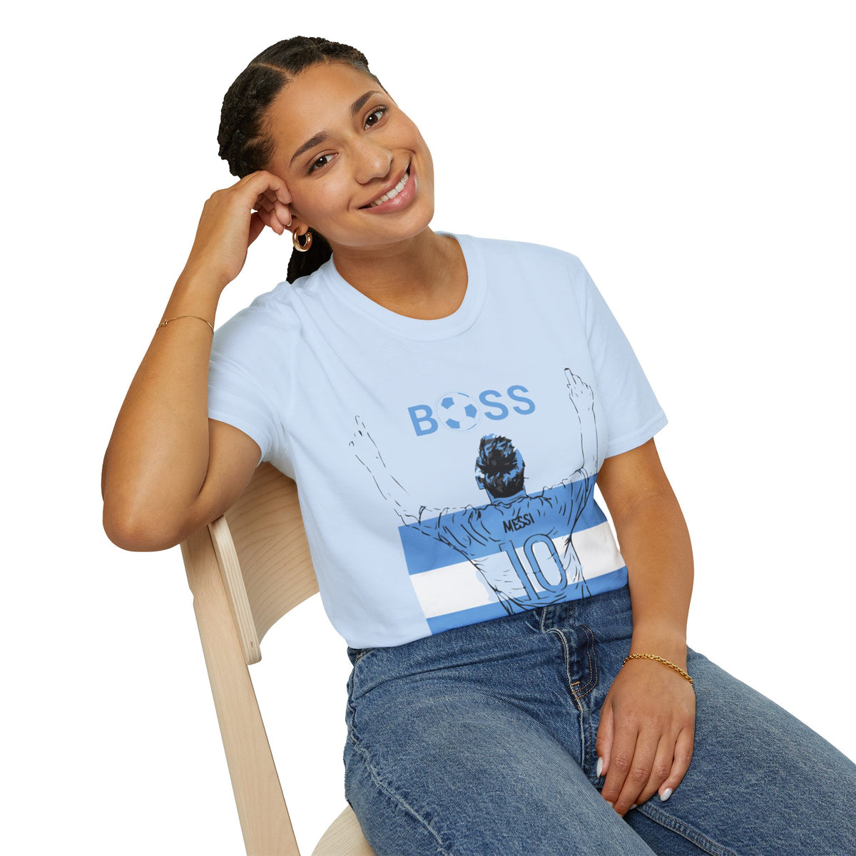Soccer Boss T‑Shirt — 'BOSS' Striped Football Player Graphic Tee