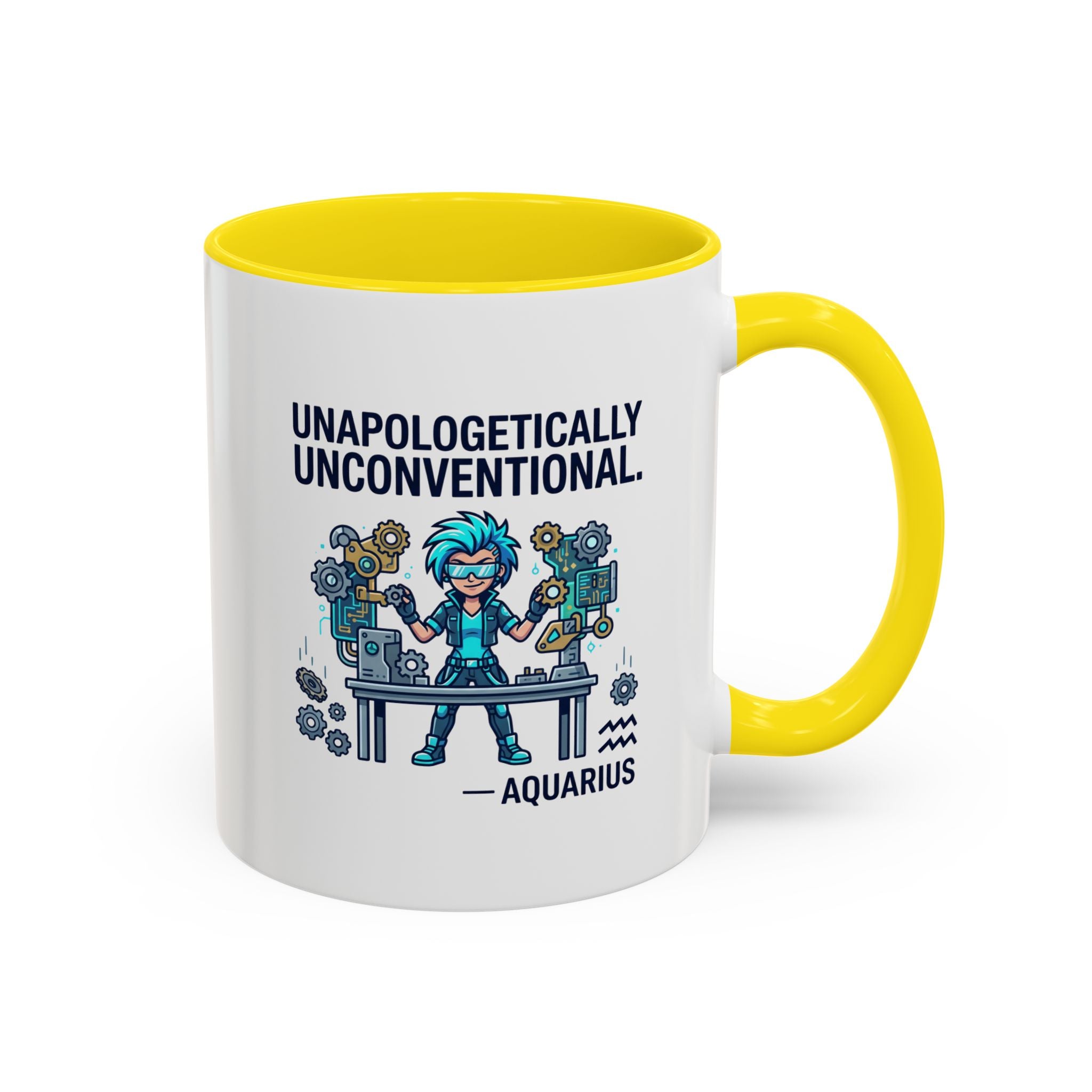 Aquarius Coffee Mug - "Unapologetically Unconventional" Zodiac Accent Mug 11oz