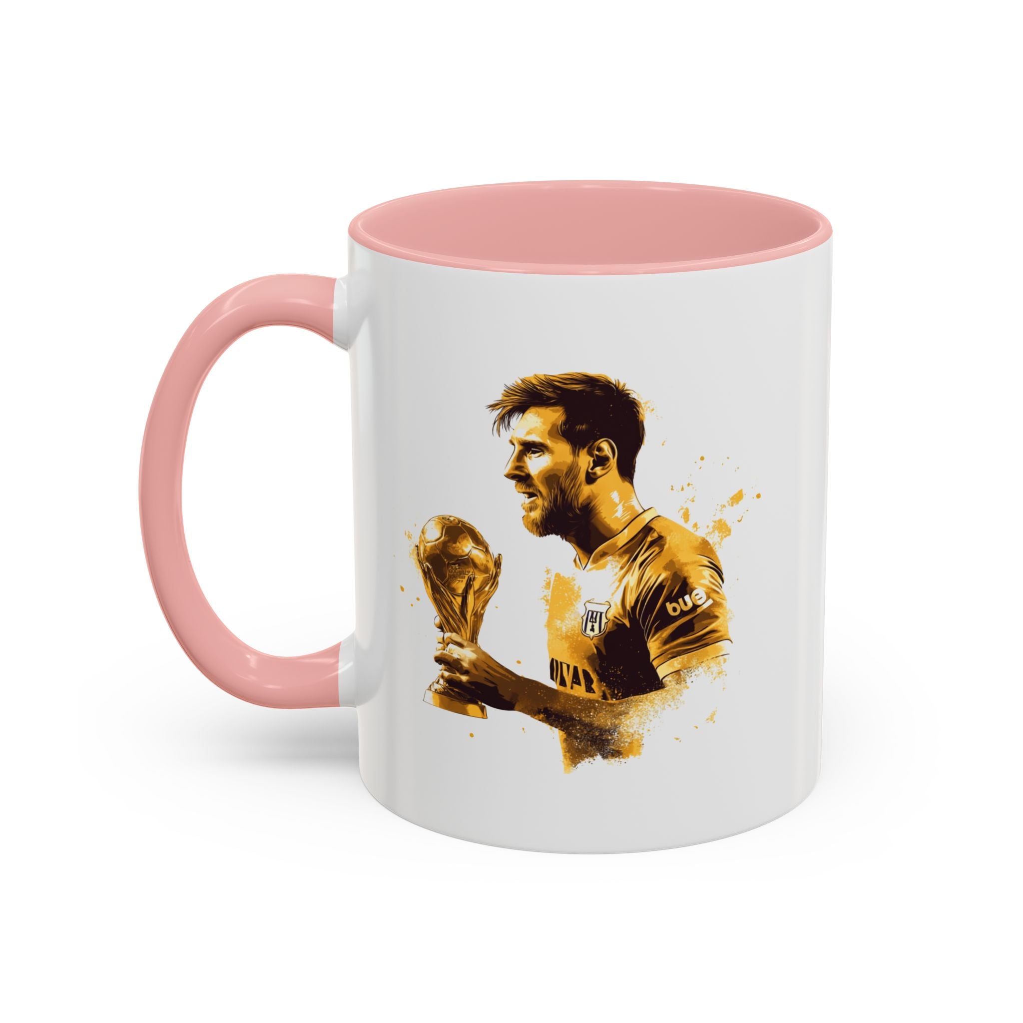 Soccer Legend Coffee Mug — Player Holding Trophy Accent Mug