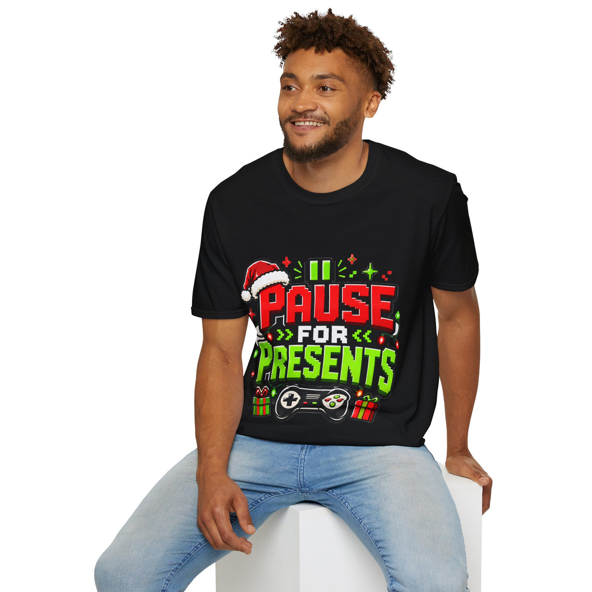 T-Shirt — "Pause for Presents" Christmas Gamer Tee