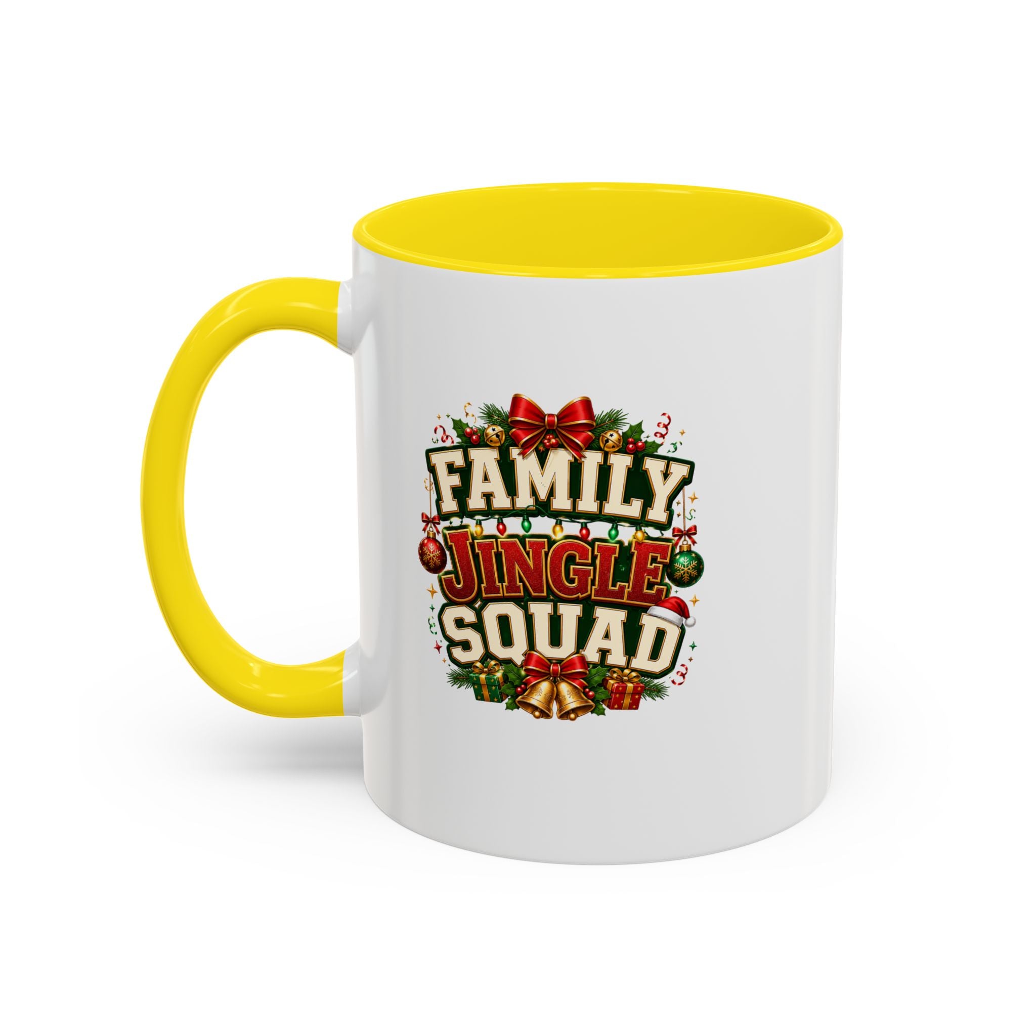 Family Jingle Squad Accent Coffee Mug — Christmas Holiday Coffee Cup