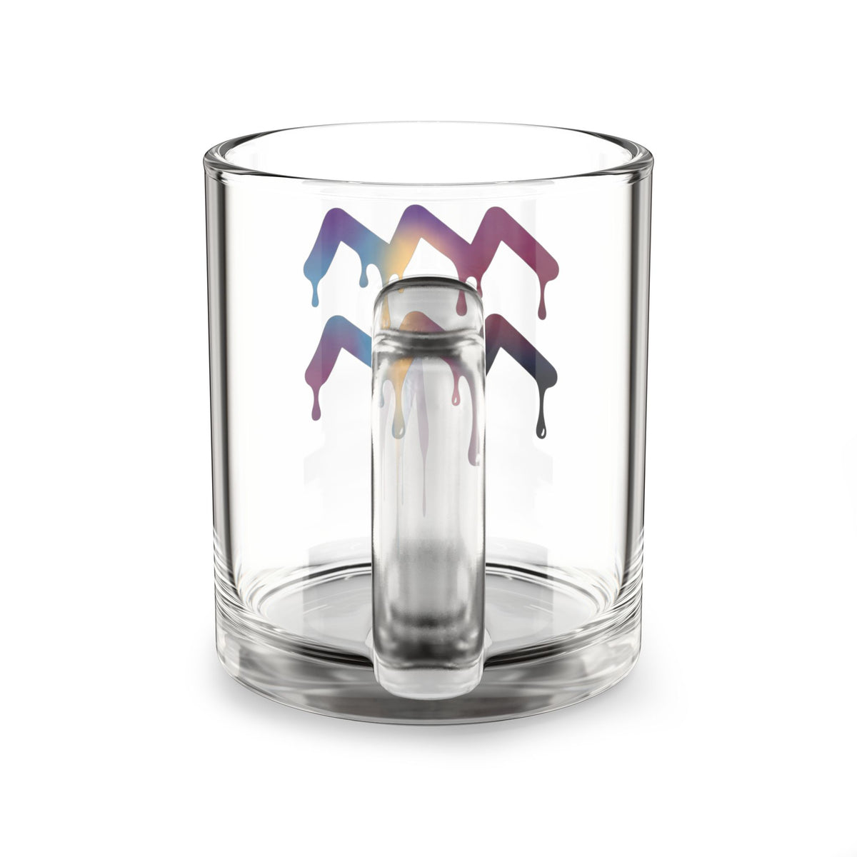Aquarius 10oz Glass Mug — Dripping Rainbow Chevron Design