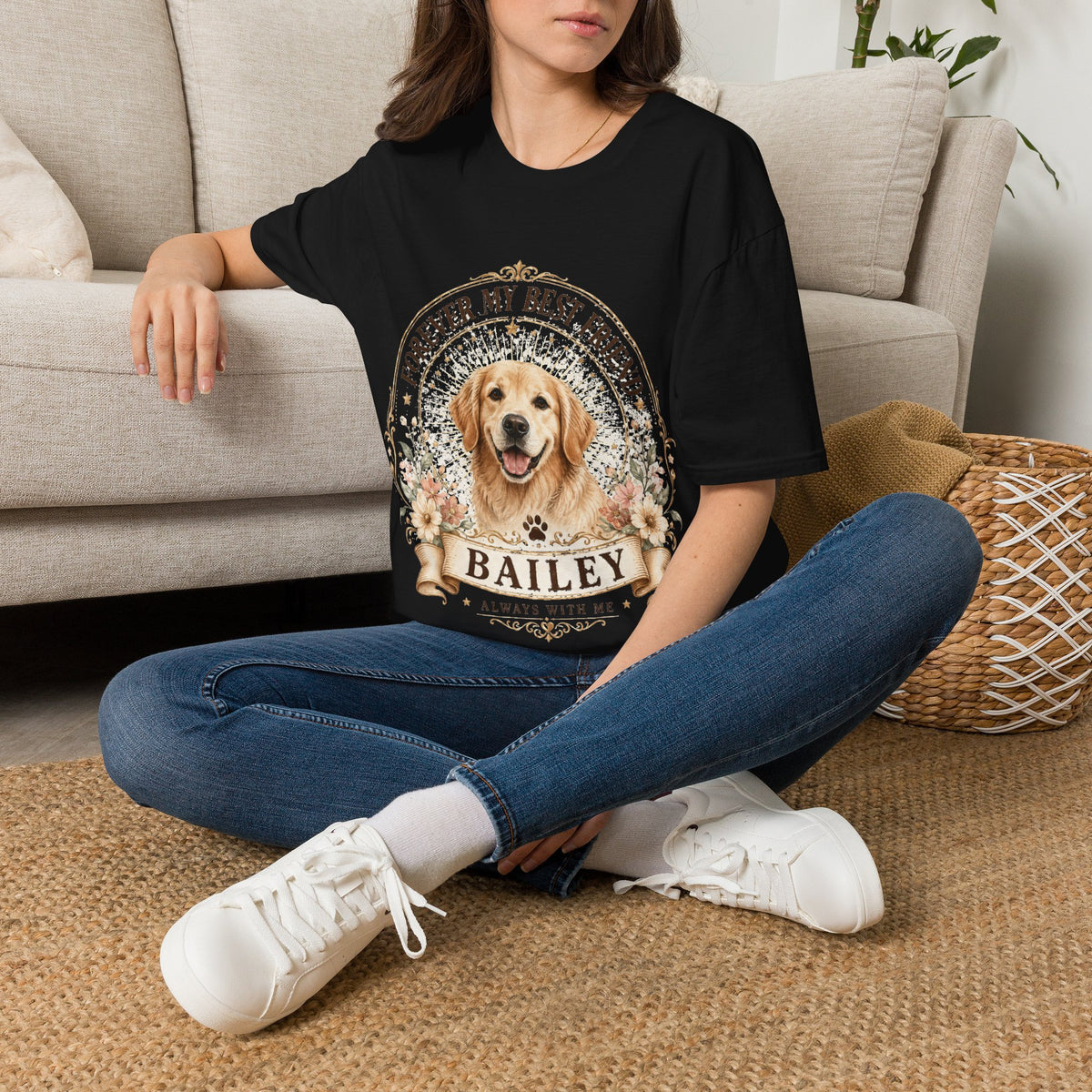 Forever My Best Friend Dog T-Shirt — Personalized Pet Name Golden Retriever Tee