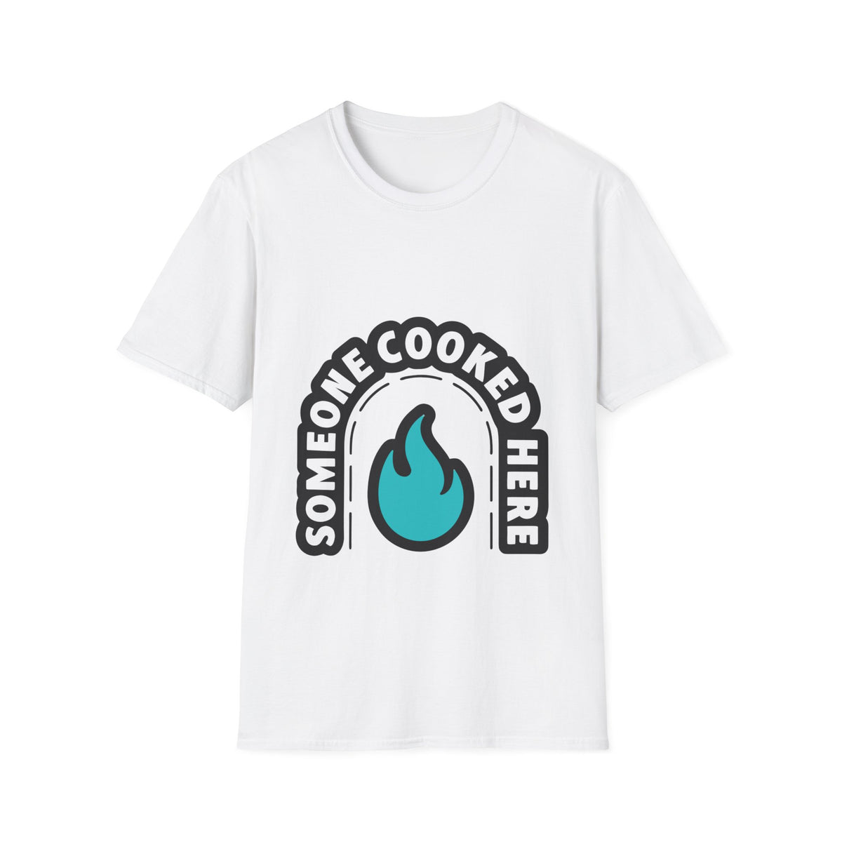 Someone Cooked Here Blue Flame Tee - Funny Retro Kitchen Slogan Graphic T-Shirt - Trending Now - September 2026