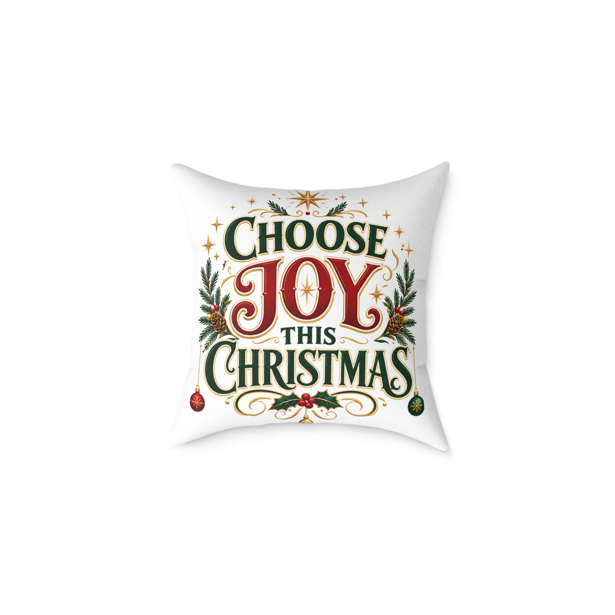 Choose Joy This Christmas Square Poly Canvas Pillow