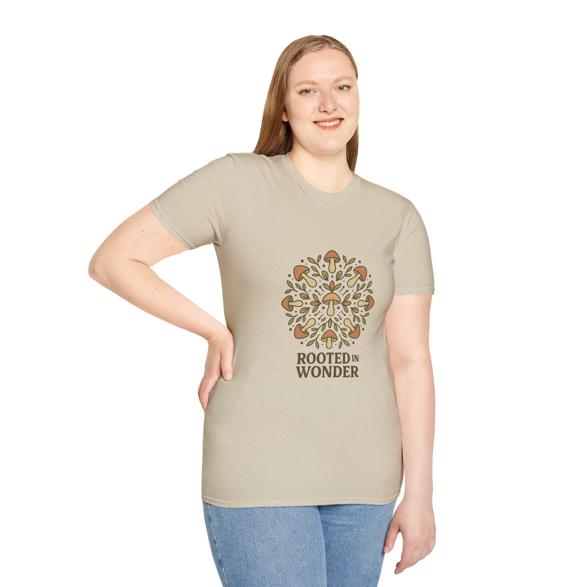 Mushroom Mandala T-Shirt — "Rooted in Wonder" Botanical Graphic Tee
