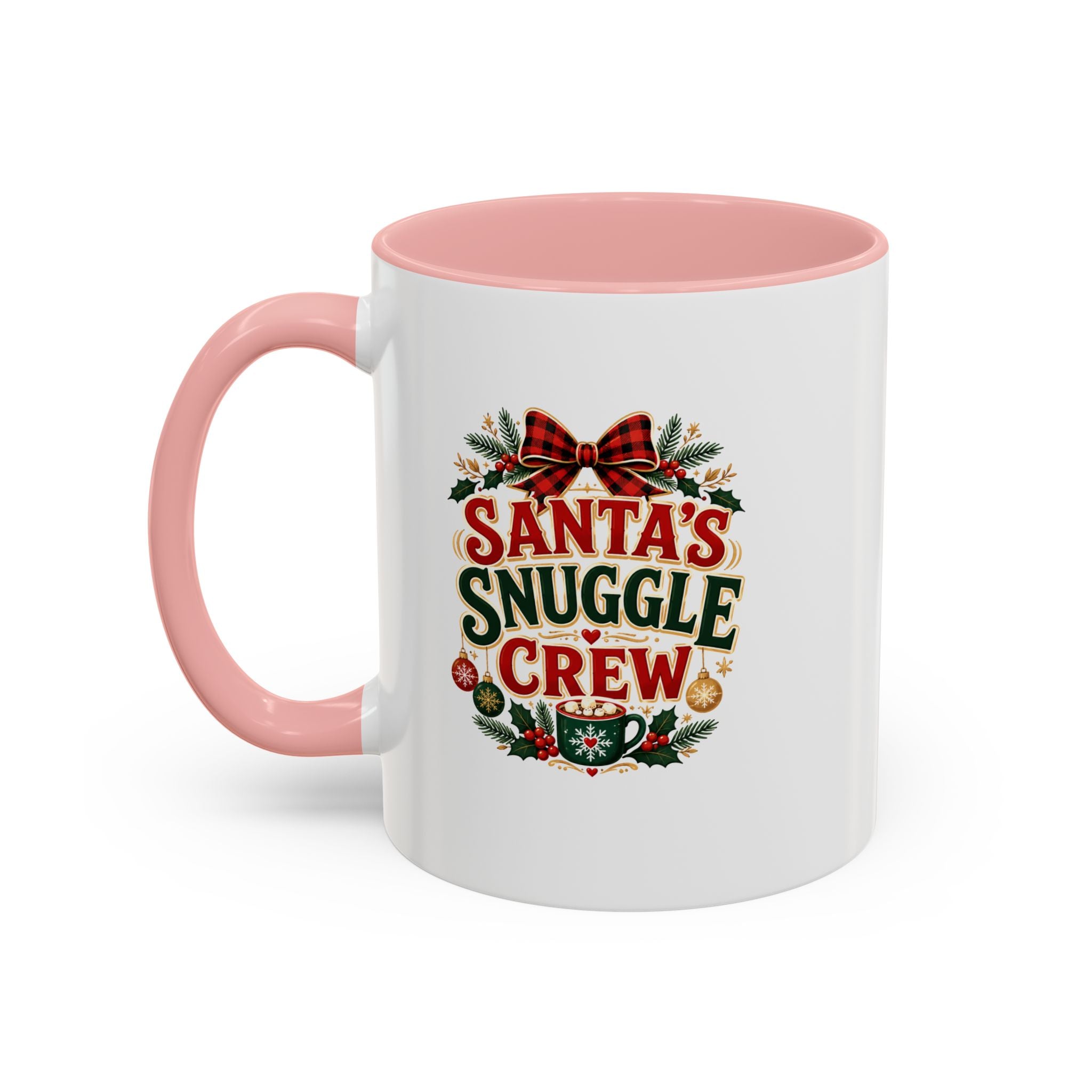Santa’s Snuggle Crew Accent Coffee Mug — Holiday Christmas Cocoa Cup