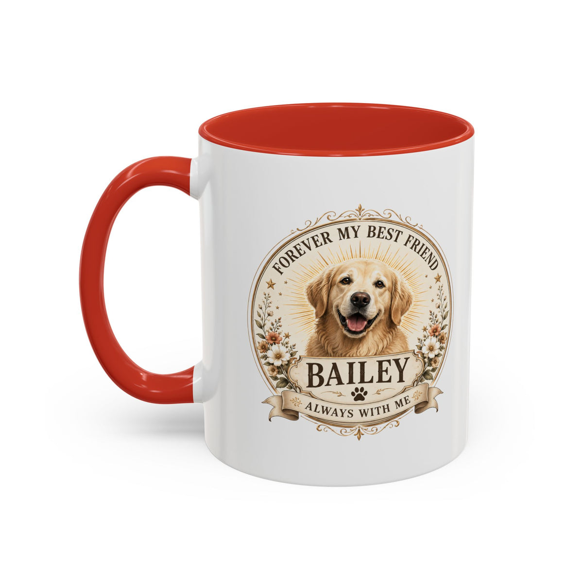 Milo Bailey Dog Dad Mom Golden Retriever Memorial Coffee Mug – "Forever My Best Friend" Personalized Name Accent Mug