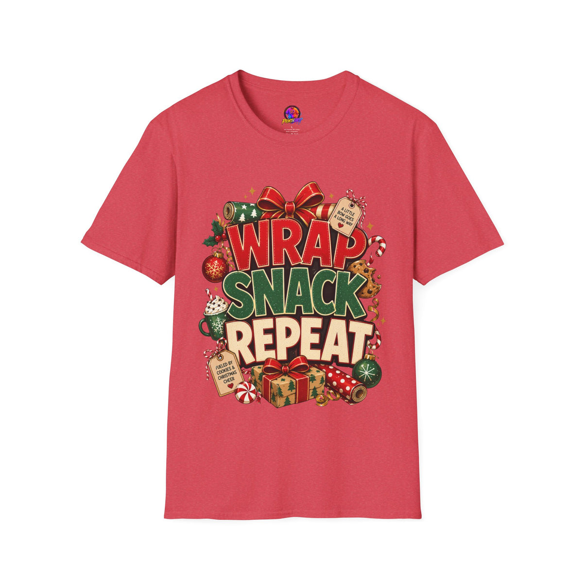 T-Shirt — "Wrap Snack Repeat" Christmas Graphic Tee