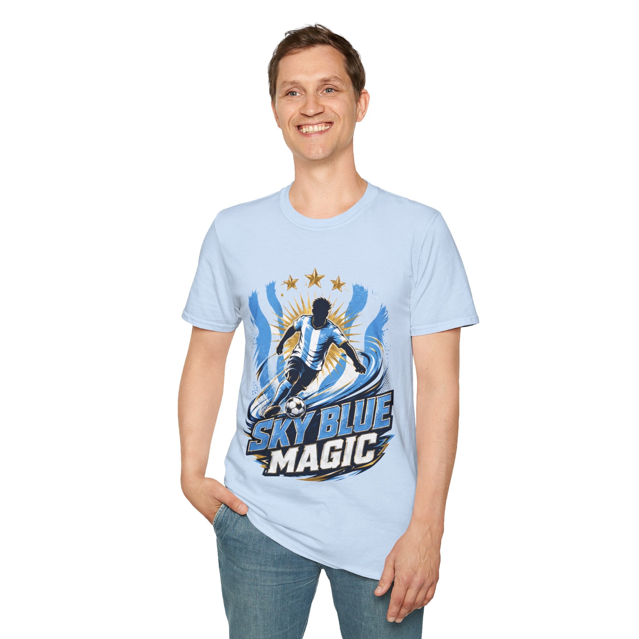 Argentina Sky Blue Magic Soccer T-Shirt — Argentinian Football Player Graphic Tee