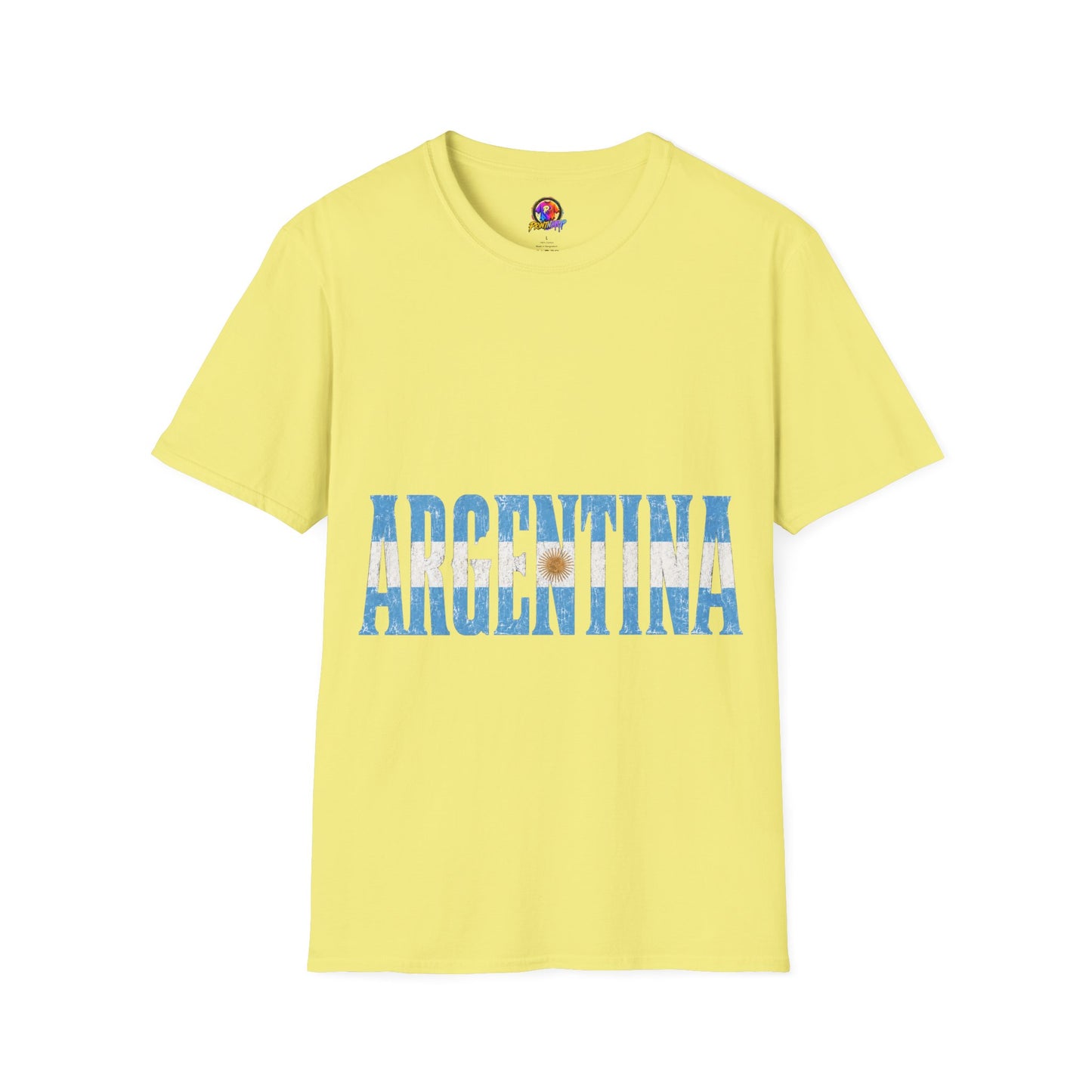 Argentina Flag Stripe T-Shirt — Vintage Blue 'ARGENTINA' Graphic Tee