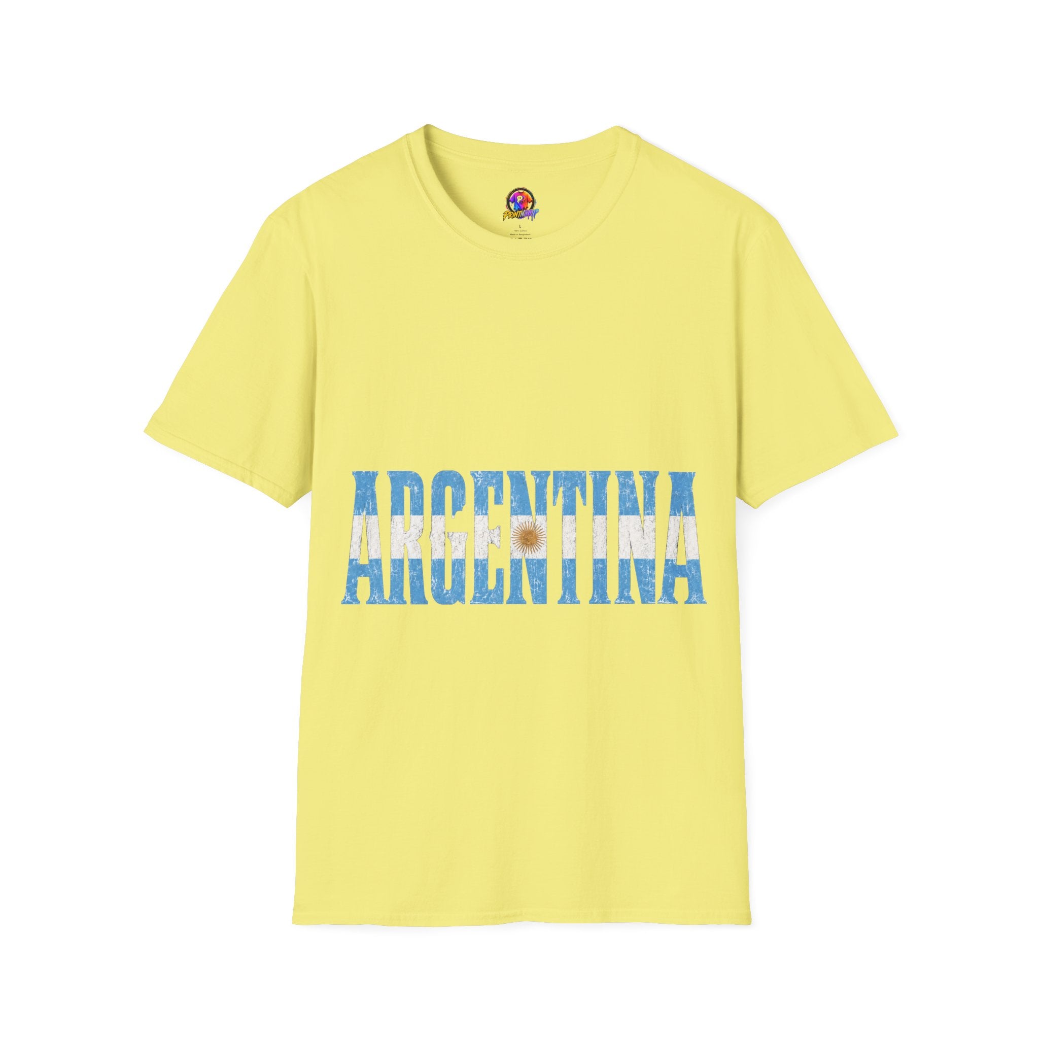 Argentina Flag Stripe T-Shirt — Vintage Blue 'ARGENTINA' Graphic Tee