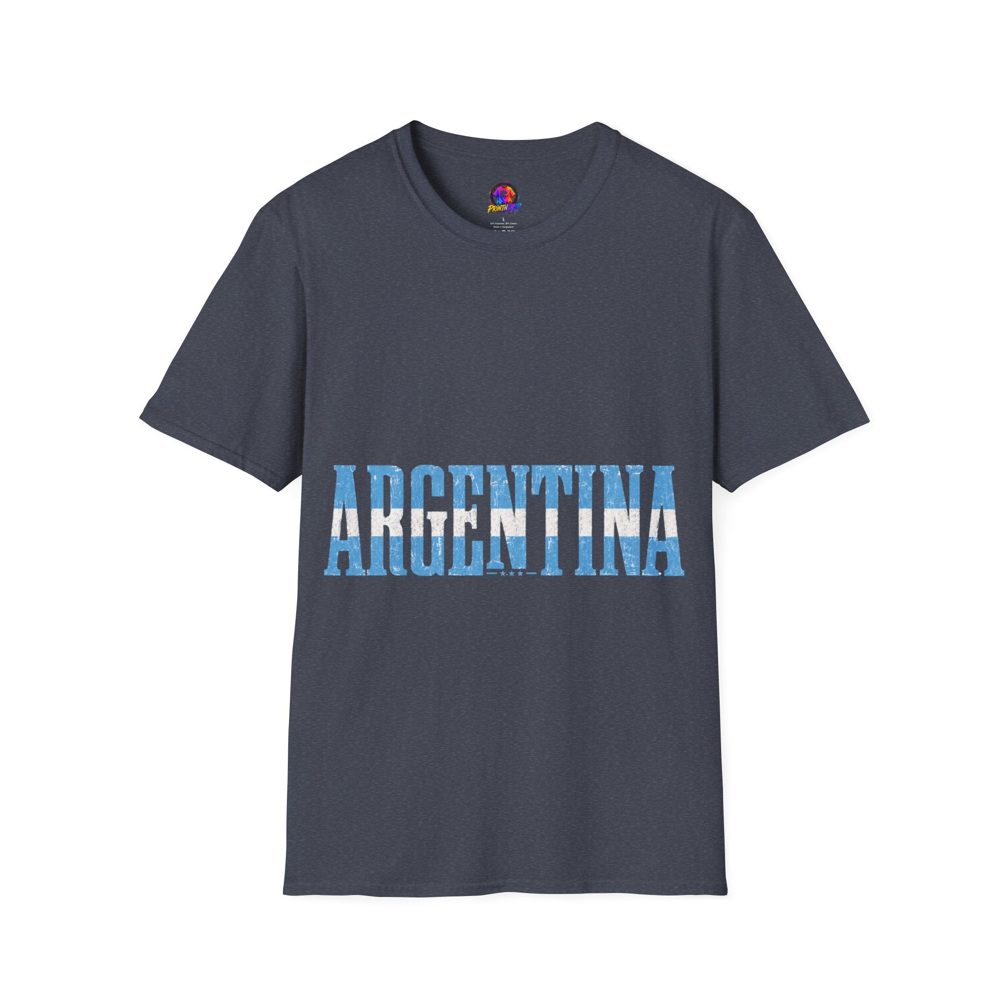 Argentina Stencil Tee — Horizontal Blue Text Argentina T-Shirt