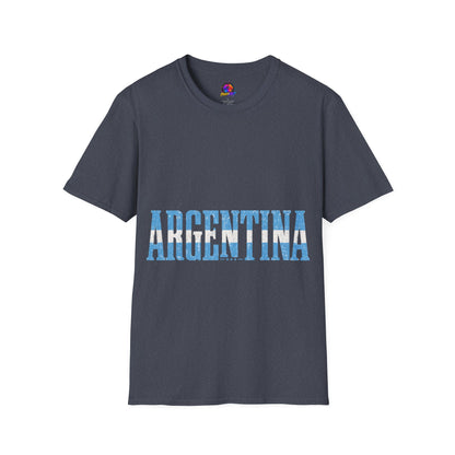 Argentina Stencil Tee — Horizontal Blue Text Argentina T-Shirt