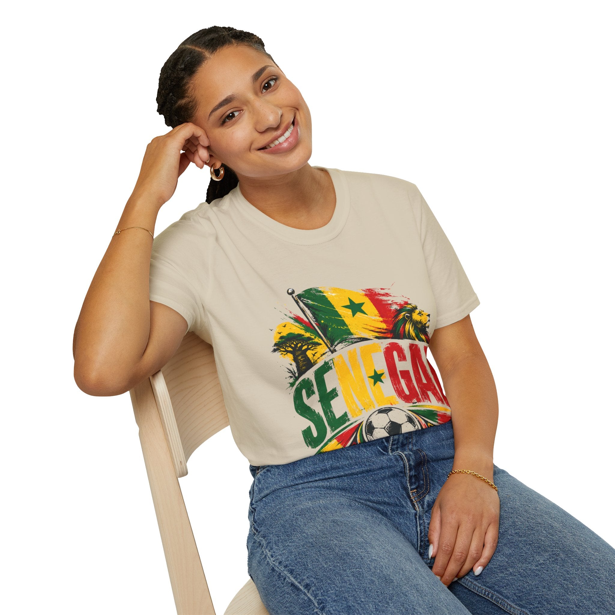 Senegal Flag Soccer T-Shirt — Lion & Football Pride Tee