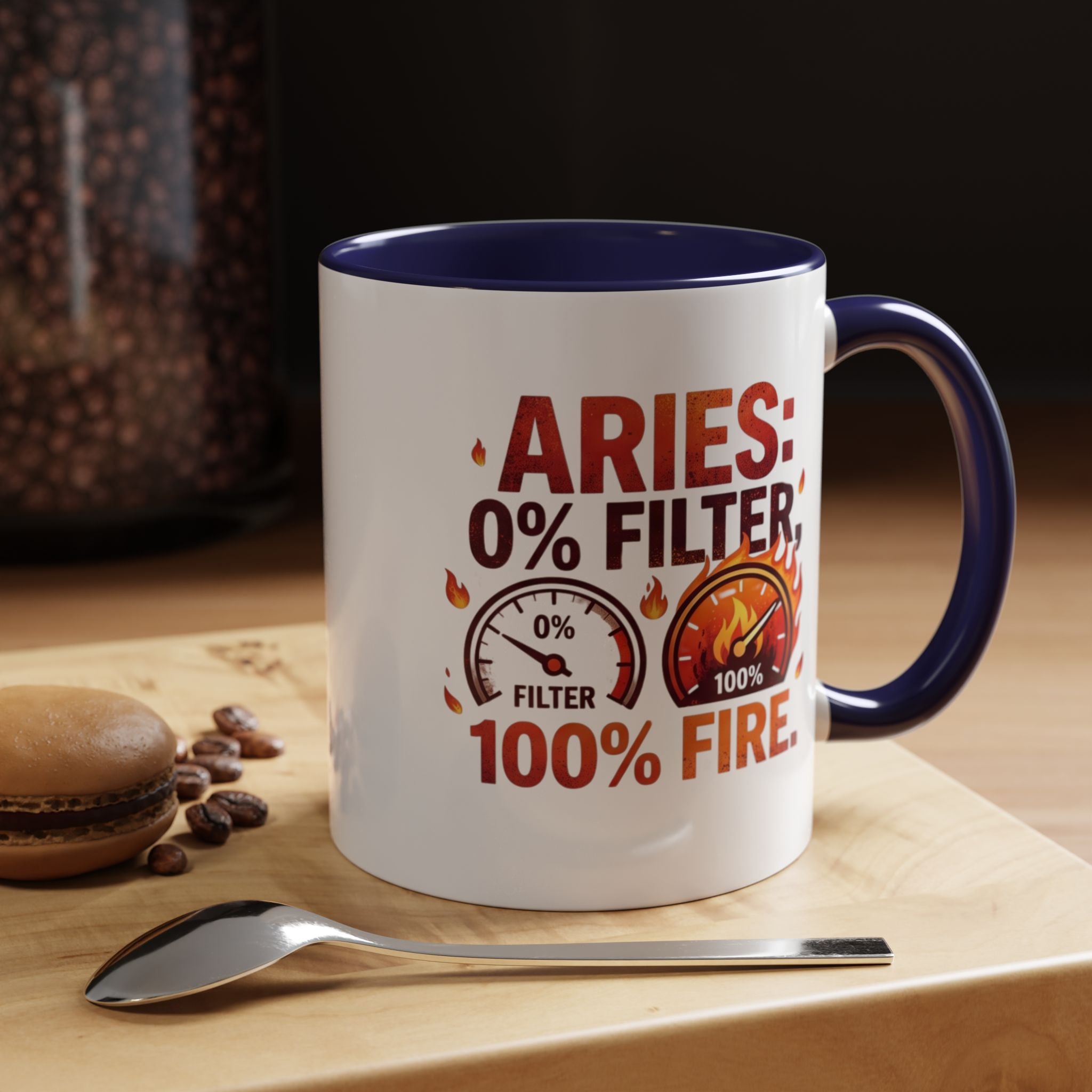 Aries Coffee Mug — "0% Filter, 100% Fire" Zodiac Astrology Mug