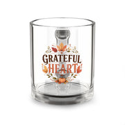 Grateful Heart Glass Mug — 10oz Thanksgiving Autumn Coffee Cup