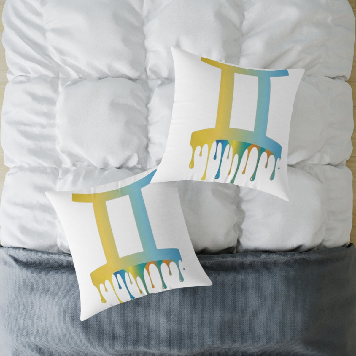 Gemini Zodiac Dripping Astrological Square Poly Canvas Pillow