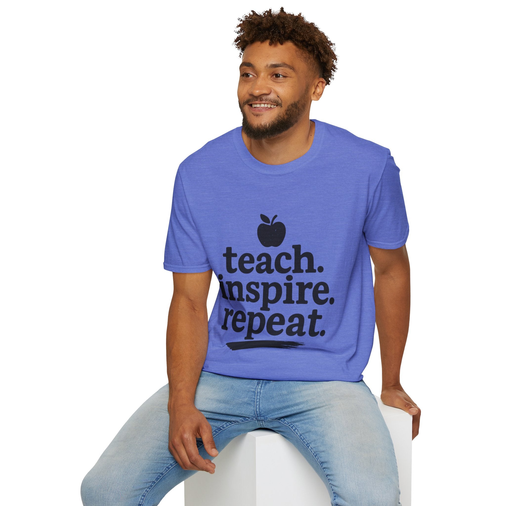 Teach. Inspire. Repeat. T‑Shirt — Teacher Apple Graphic Tee - Trending Now - August 2026 Trends - Everyday T-Shirt