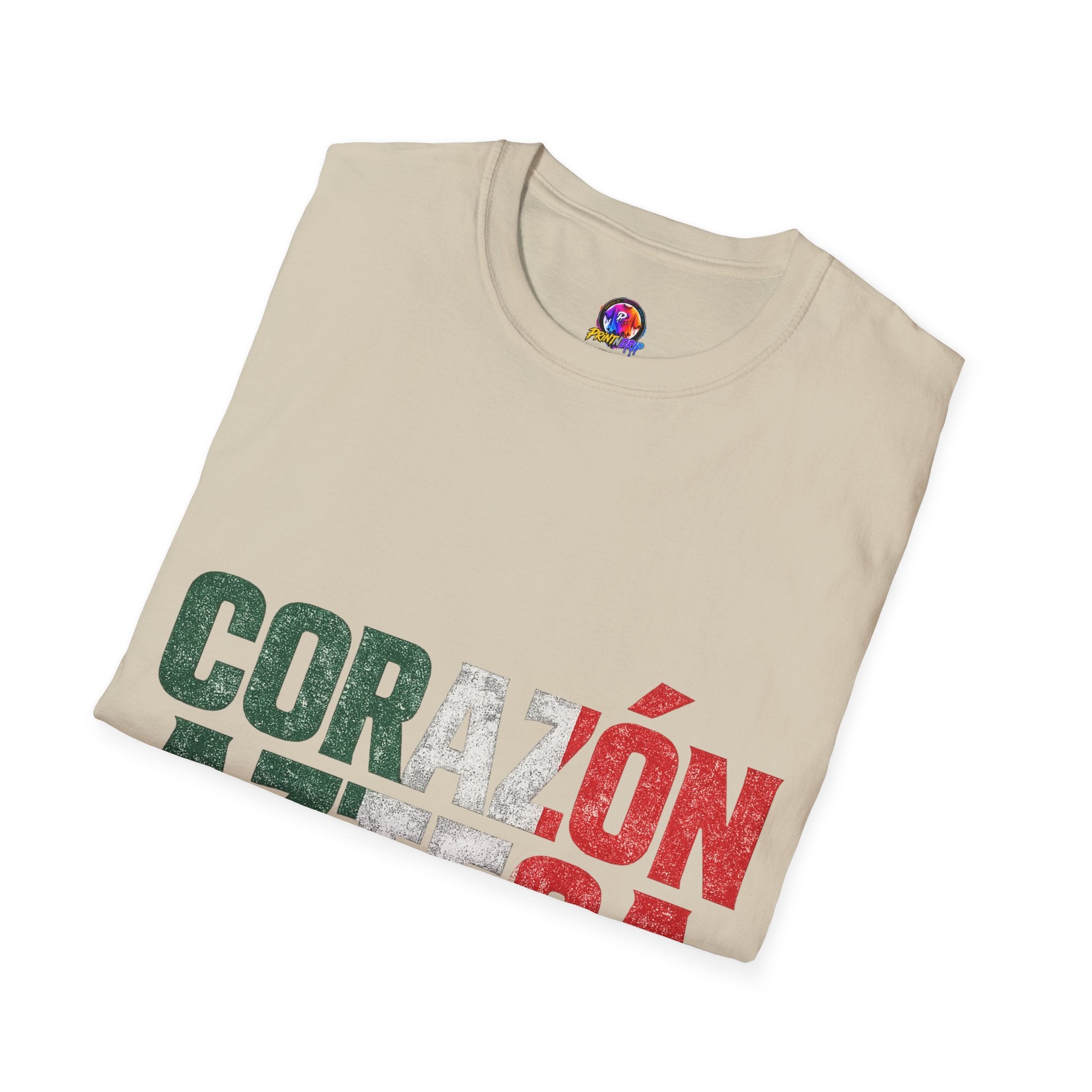 Mexico Corazón Azteca T-Shirt — Mexican Pride Flag Text Tee