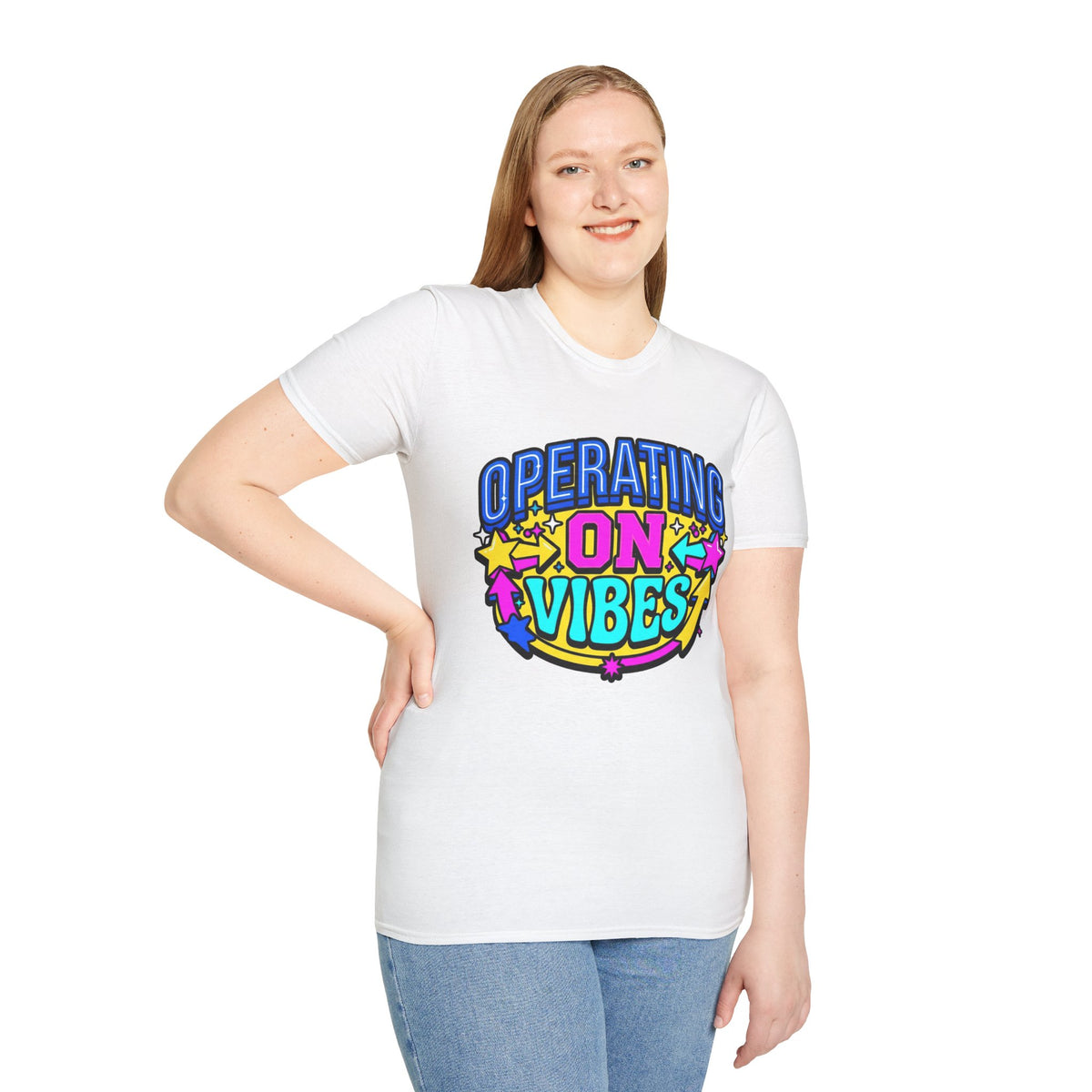 Operating On Good Vibes T-Shirt — Retro Rainbow Positive Energy Tee - Trending Now - August 2026