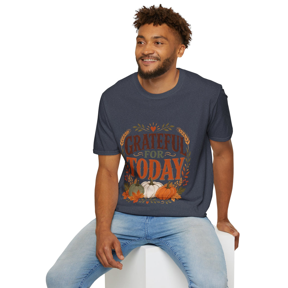 Thanksgiving T-Shirt Grateful For Today T-Shirt — Fall Pumpkin Thanksgiving Casual Tee