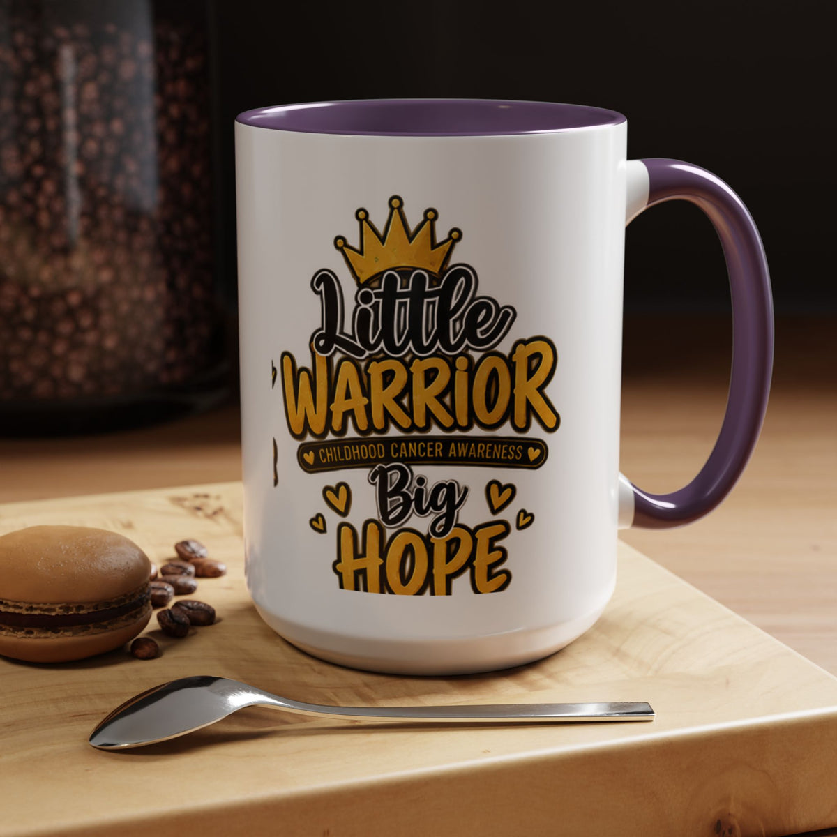 Little Warrior Childhood Cancer Awareness Coffee Mug – "Big Hope" Accent Mug