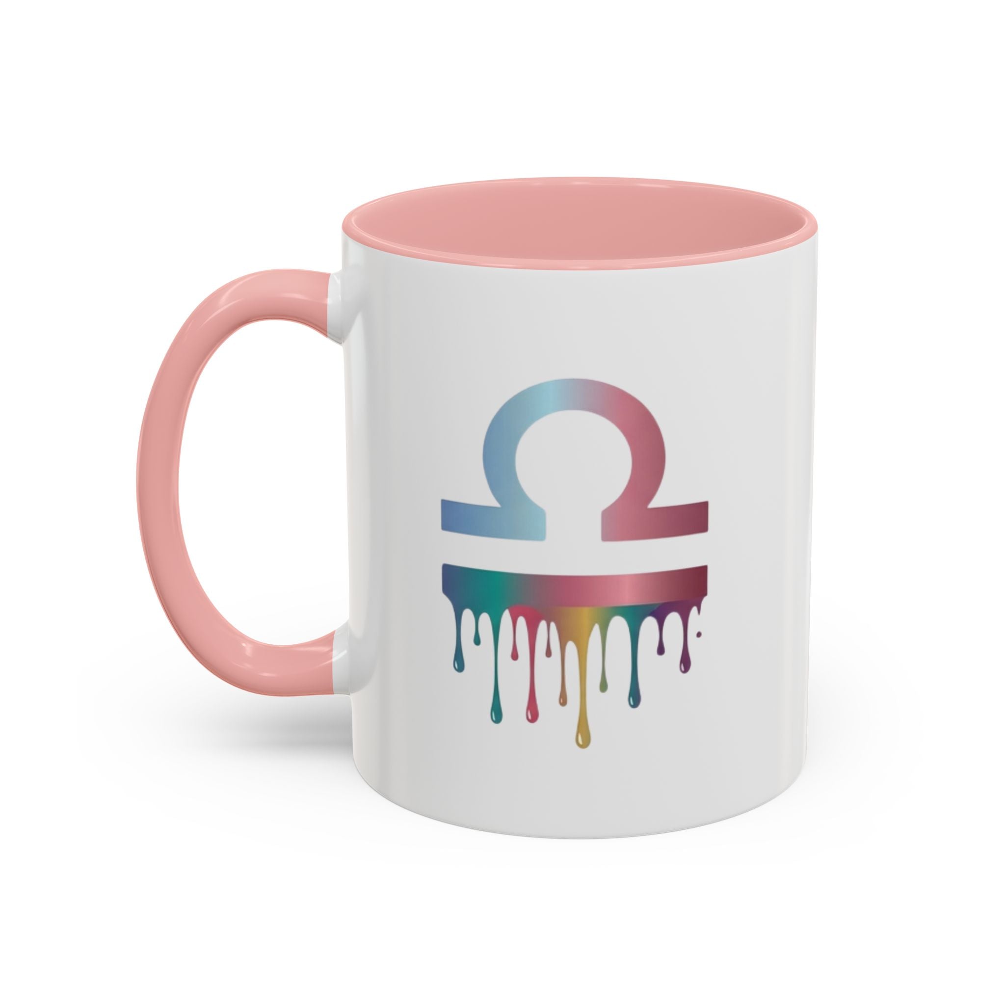 Libra Drip Accent Coffee Mug — Zodiac Symbol Rainbow Design
