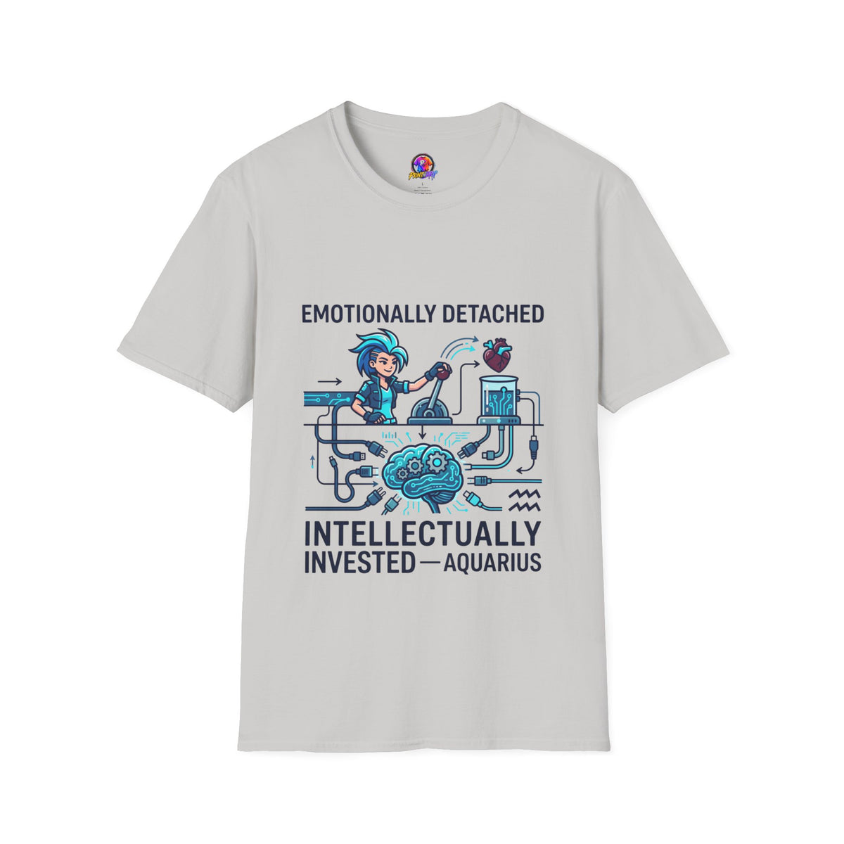 Aquarius Zodiac Emotionally Detached, Intellectually Invested T-Shirt — Aquarian Graphic Tee
