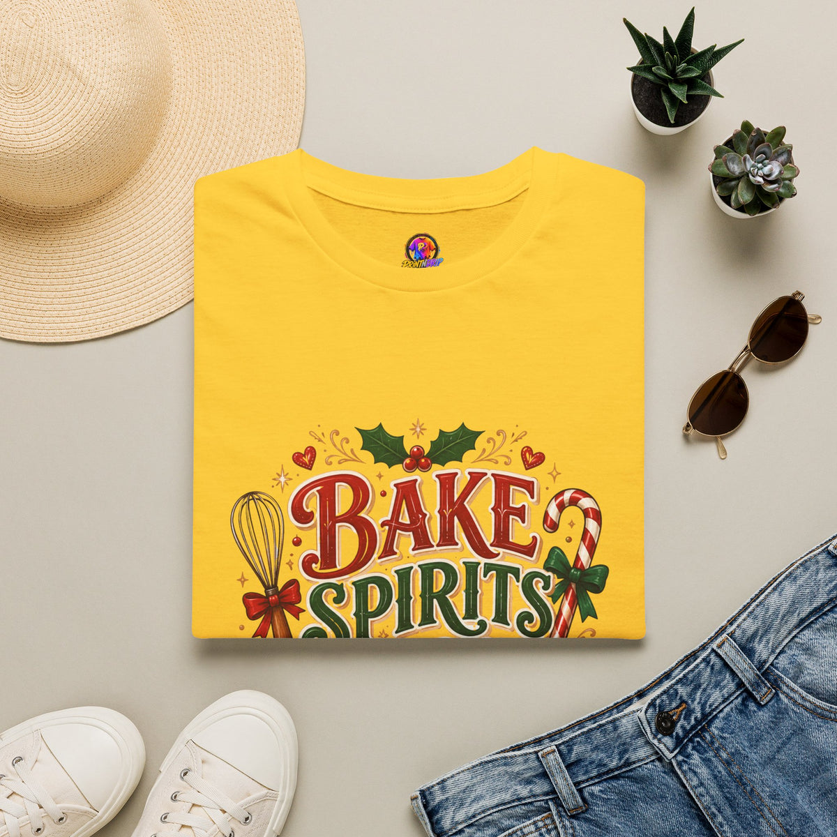 Bake Spirits Bright Holiday T-Shirt — Christmas Baking Graphic Tee