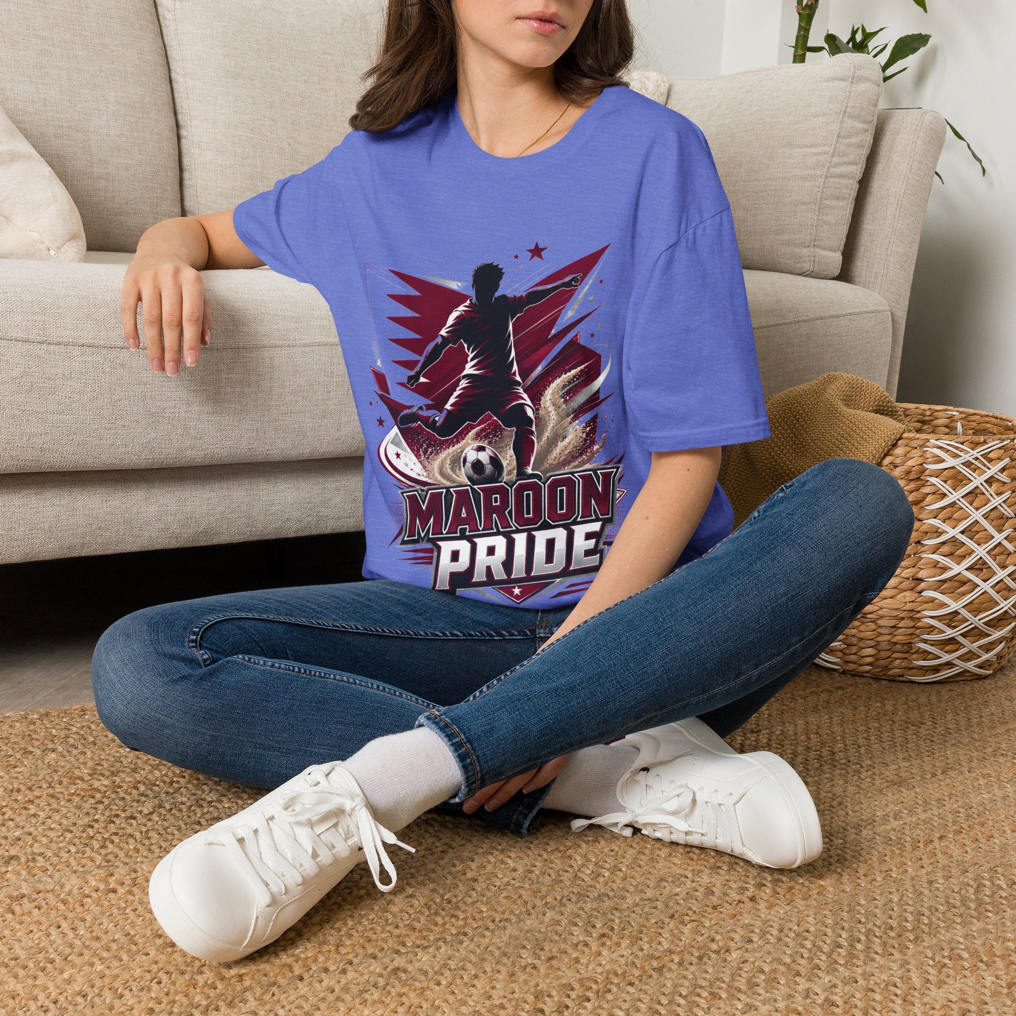 Qatar Maroon Pride Soccer T-Shirt — Silhouette Player Graphic Tee