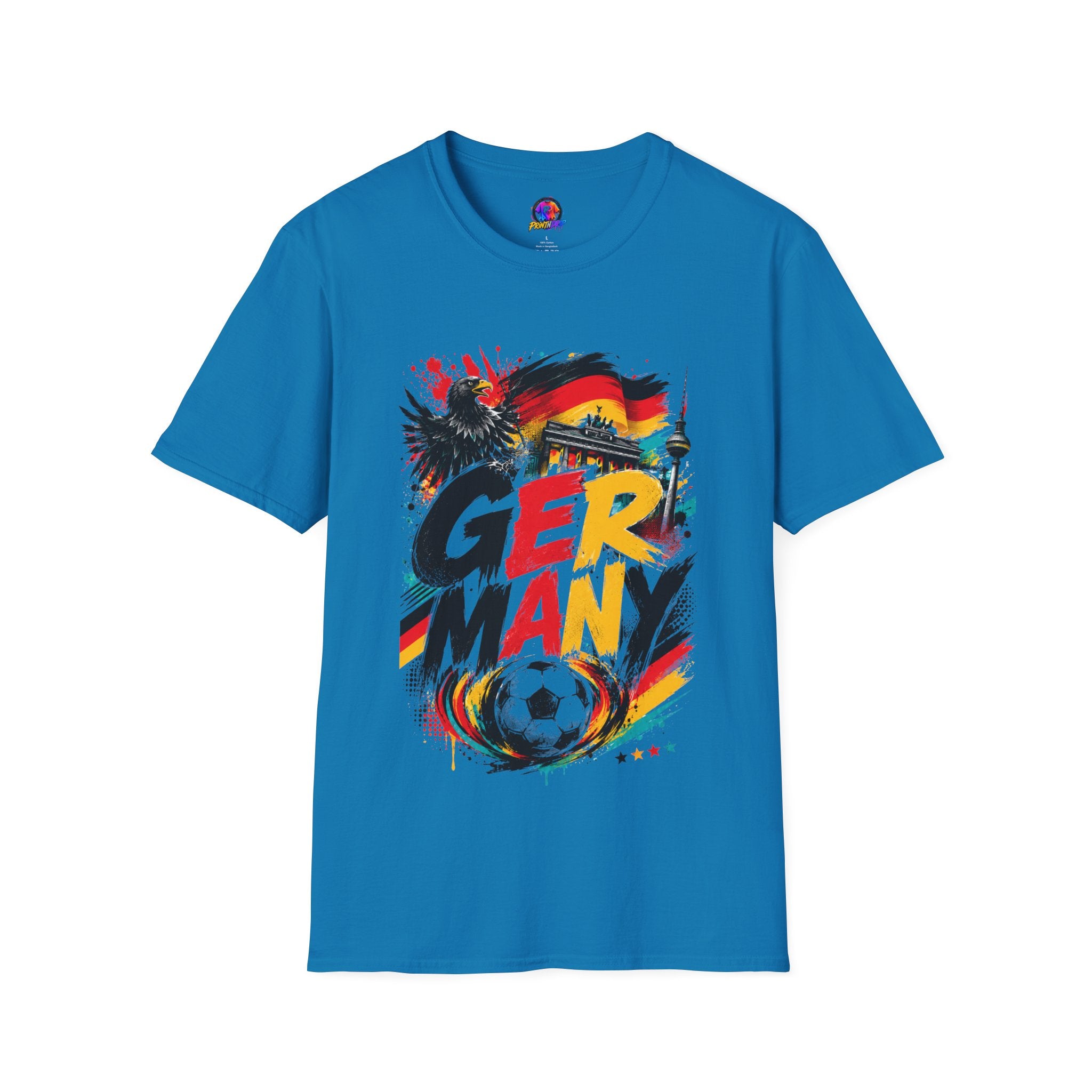 Germany Soccer Graphic T‑Shirt — Flag, Eagle & Brandenburger Tor Design