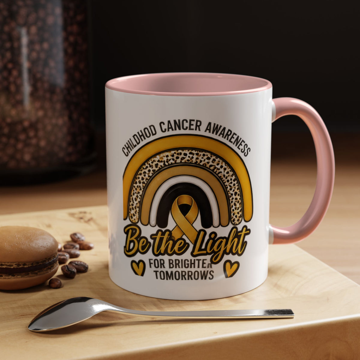 Childhood Cancer Awareness Accent Coffee Mug — "Be the Light" 11/15oz