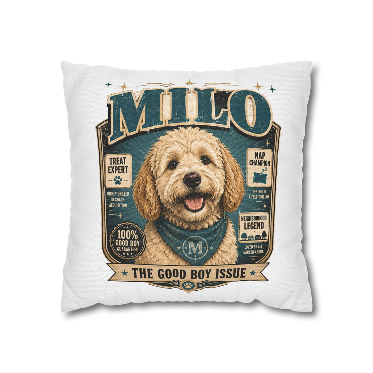 Milo 'The Good Boy Issue' Decorative Pillowcase Milo Bailey Dog Dad Mom