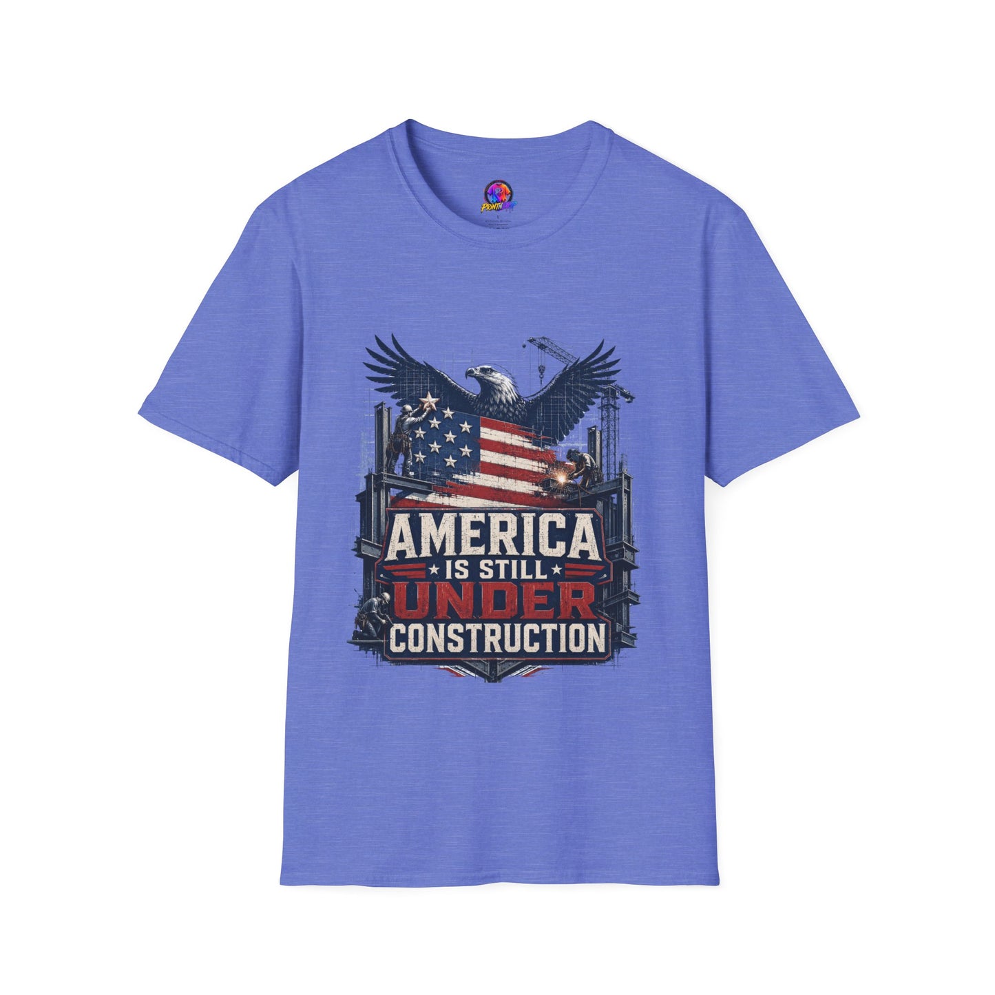 T-Shirt — 'America Is Still Under Construction' Patriotic Eagle Graphic
