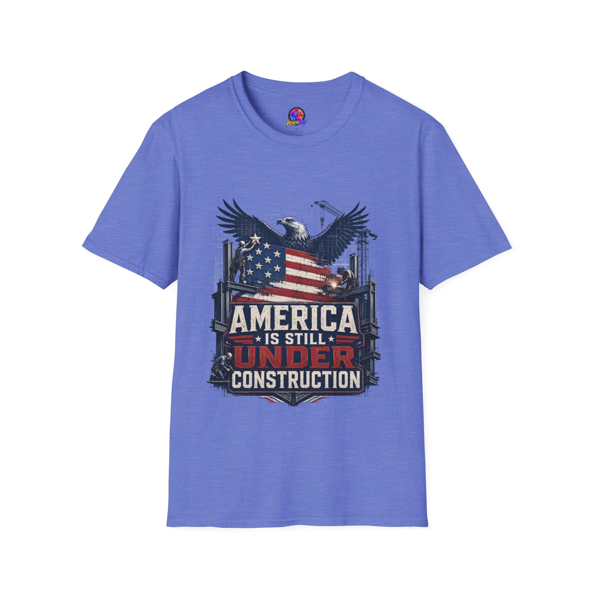 T-Shirt — 'America Is Still Under Construction' Patriotic Eagle Graphic
